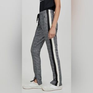Pam & Gela Glen Houndstooth Stylish Black and White Plaid Pants SMALL $333